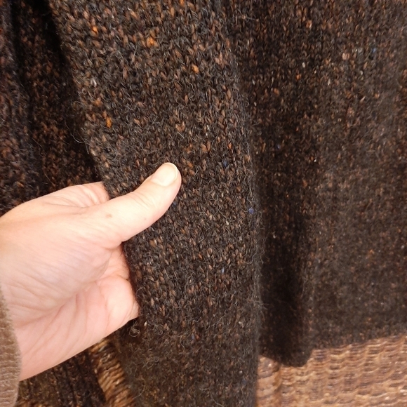 Joie Sweater Large Brown Maurise Alpaca Wool Cardigan Zip Front Tweed Longline - Picture 3 of 7